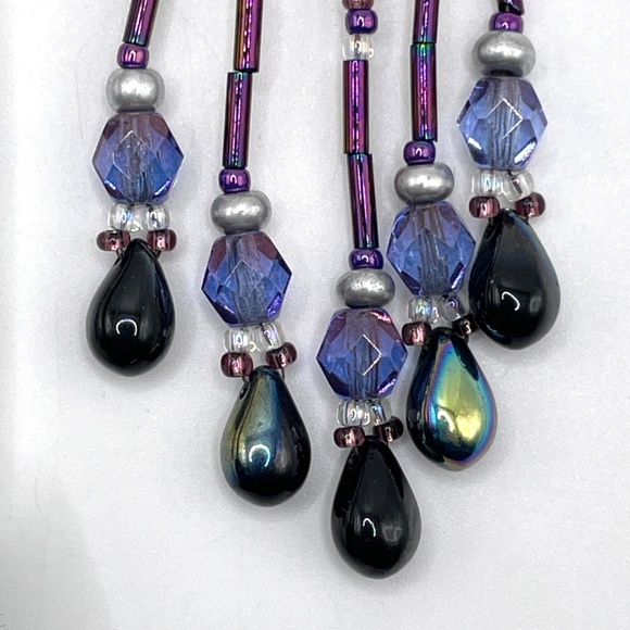 Hand Crafted Contemporary AB Crystal Czech Glass Duster Pierced Earrings - Picture 11 of 11